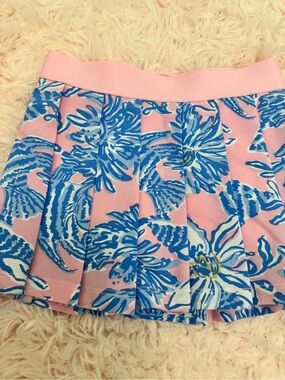 Lilly Pulitzer Pink and Blue Floral Pleated Skort